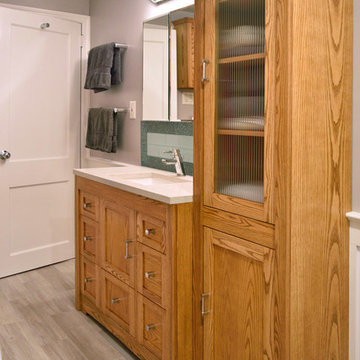 Total bathroom remodel with custom cabinetry