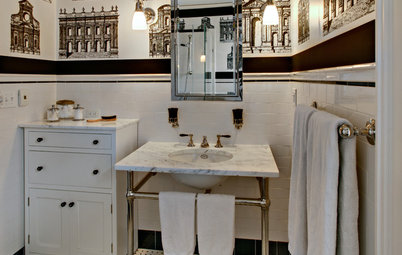 Black and White Bring Classic Style to a Bath