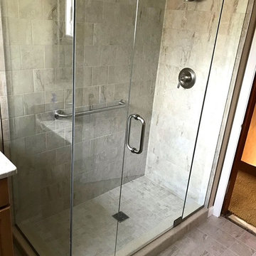 Traditional Americano Vanity Bathroom Remodel w/ Semi-Frameless Shower glass