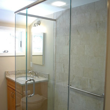 Traditional Americano Vanity Bathroom Remodel w/ Semi-Frameless Shower glass