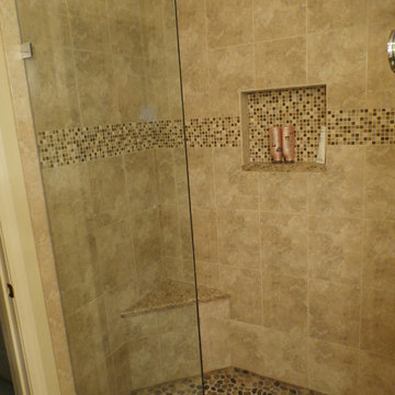 Traditional Anatolia Bliss Glass Shower Remodel with Chrome Plumbing fixtures