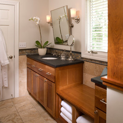 Elegant mosaic tile bathroom photo in Minneapolis