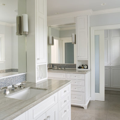 Inspiration for a timeless bathroom remodel in San Francisco with marble countertops and an undermount sink