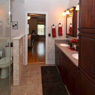 Traditional Bathroom Remodel with View to Private Water Closet