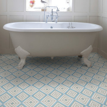 Traditional  Bathroom with Encaustic Tile Flooring