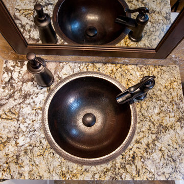 Traditional Bathroom with Hammered Copper Sink