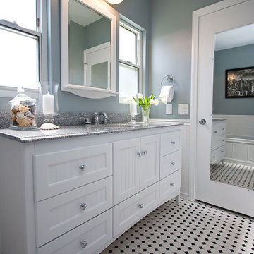 Traditional Black and White Tile Bathroom Remodel