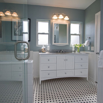 Traditional Black and White Tile Bathroom Remodel