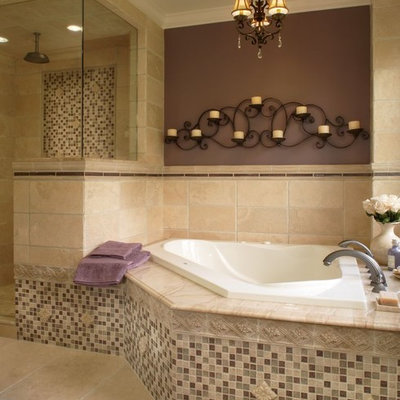 Elegant mosaic tile bathroom photo in Detroit