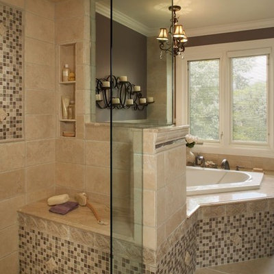 Example of a classic mosaic tile bathroom design in Detroit