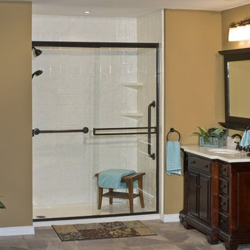 Traditional Glass Shower Doors Grab Bars