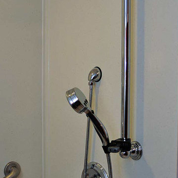 Traditional Handicap accessible bath remodelw/brownstain vanity&medicine cabinet