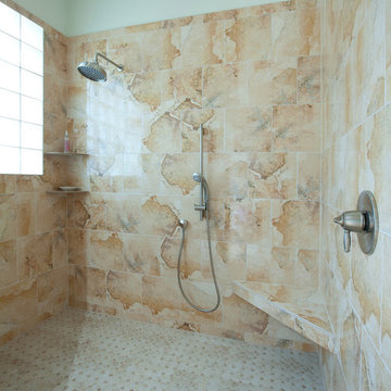 Traditional Master Bathroom with Large Walk-In Shower