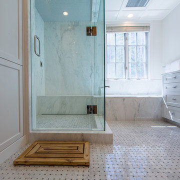 Full Glass Shower with Subway Tiles