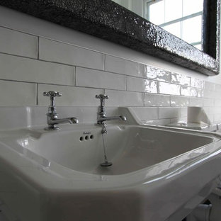 Traditional spacious family bathroom with marble floor, Wineham, West Sussex