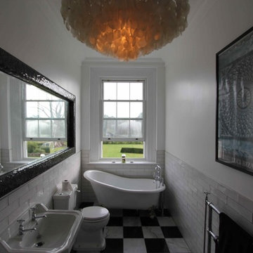 Traditional spacious family bathroom with marble floor, Wineham, West Sussex