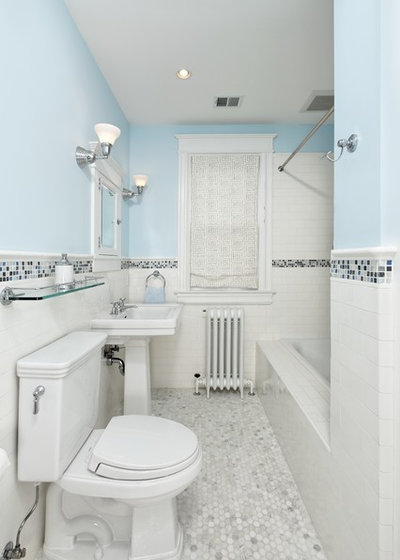 Transitional Bathroom by Four Brothers Design + Build