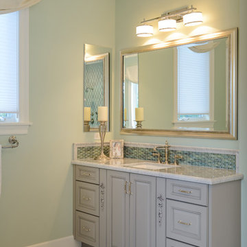 Traditional Vanity in Soft Green Bathroom