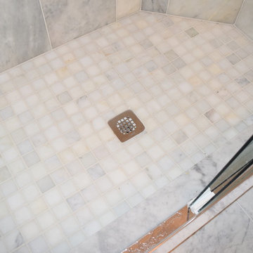 Traditional white Marble bath with Shadow Storm Granite!