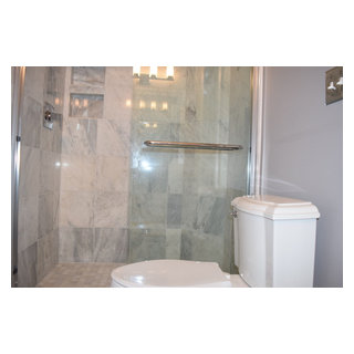 Traditional white Marble bath with Shadow Storm Granite! - Traditional ...
