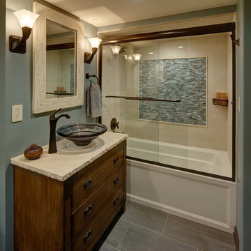 Transitional Asian style guest bath