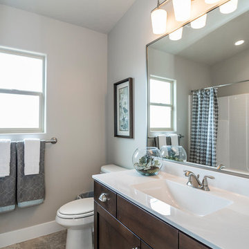 Grey Bathroom With Purple Accents