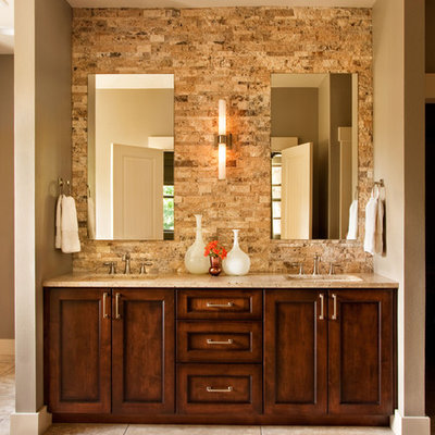 Bathroom - transitional bathroom idea in Portland with granite countertops