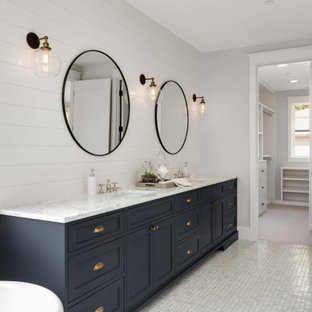 75 Beautiful Shiplap Wall Bathroom With Blue Cabinets Pictures Ideas July 2021 Houzz