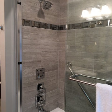 Transitional Bathroom Remodel with Accent Tiling