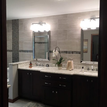 Transitional Bathroom Remodel with Accent Tiling