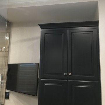 Transitional Bathroom with Black Cabinets
