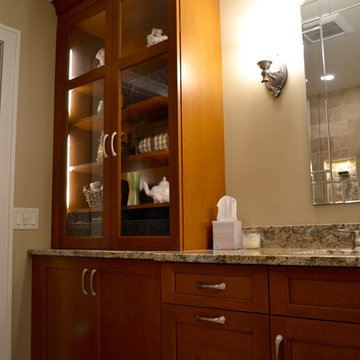 Transitional Bathroom with Cherry Cabinets