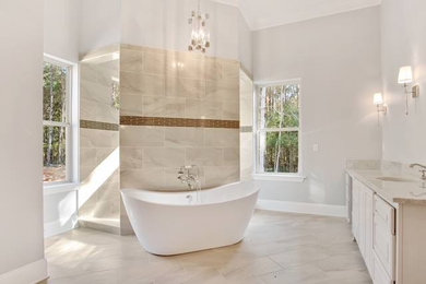 Transitional Bathroom with Freestanding Tub