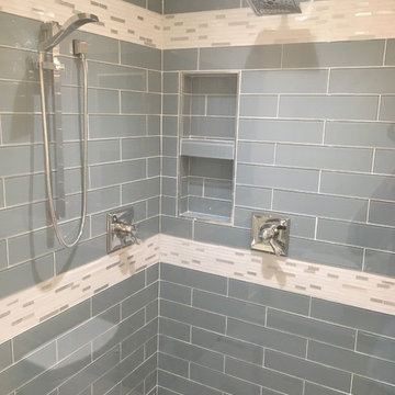 Transitional Blue Shower Renovation