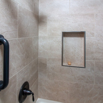Transitional Columbia vanity Upstairs bath remodel w/ Alterna Bisque  floor