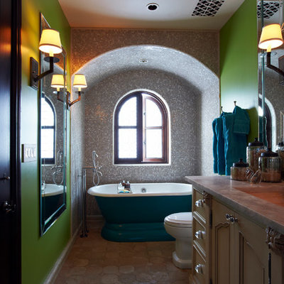 Inspiration for a mediterranean freestanding bathtub remodel in Phoenix