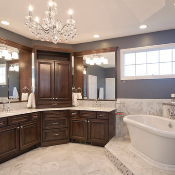 Transitional Marble Master Bathroom Remodel- Naperville, IL