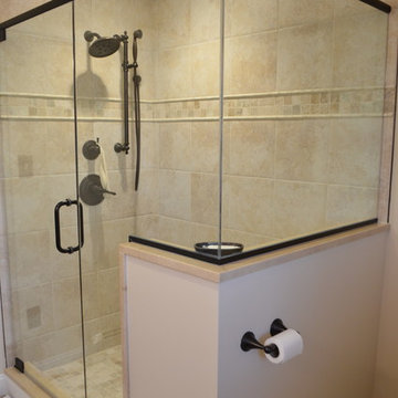 Transitional Master Bath Remodel w/ beige wall tile&Oil rubbed bronze fixtures