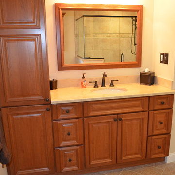 Transitional Master Bath Remodel w/ beige wall tile&Oil rubbed bronze fixtures