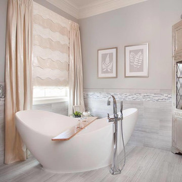 Transitional Master Bath with Slipper tub and Rain Shower