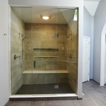 Transitional Master Bathroom - Custom Shower & Free Standing Tub in Naperville