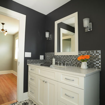 Transitional Podwer Room and Bathroom