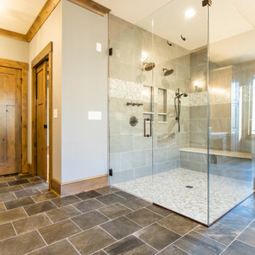 Transitional Rustic Custom Home-Double Shower