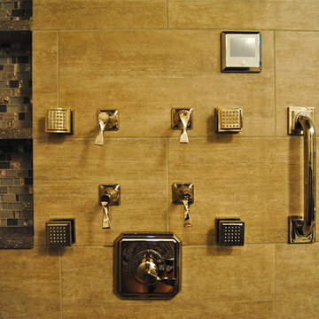 Transitional Steam Shower and Spa Master Bath