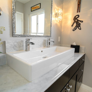 Transitional Vessel Sink and Marble Countertop