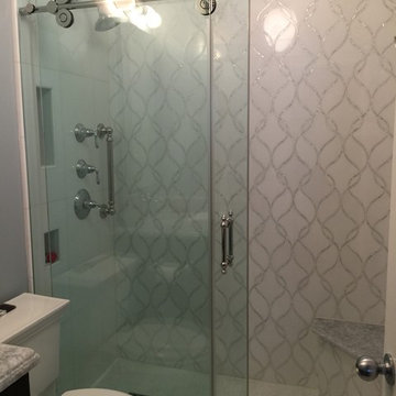 Transitional White and Gray Bathroom - Manhattan, NY
