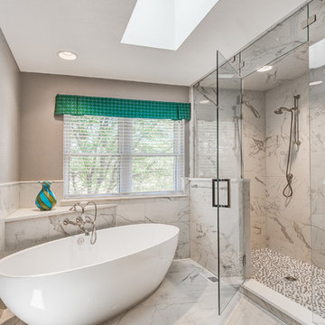 Transitional White and Gray Bathroom