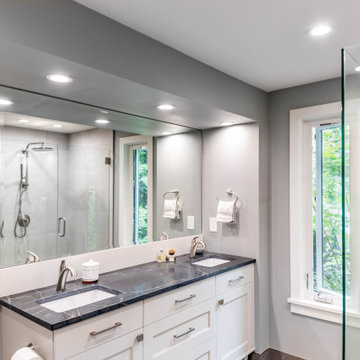Transitional White and Gray Master Bathroom
