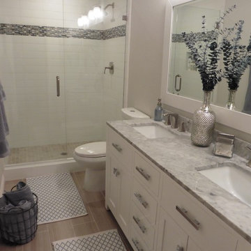 Transitional White and Light gray guest bath