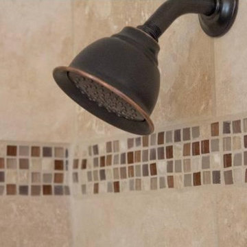 Travertine & Mosaic Tile Shower